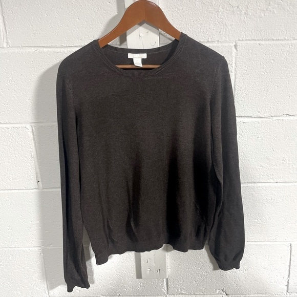 H&M Women’s Dark Brown Long Sleeve Fine Knit Sweater Sz Large - Picture 2 of 5